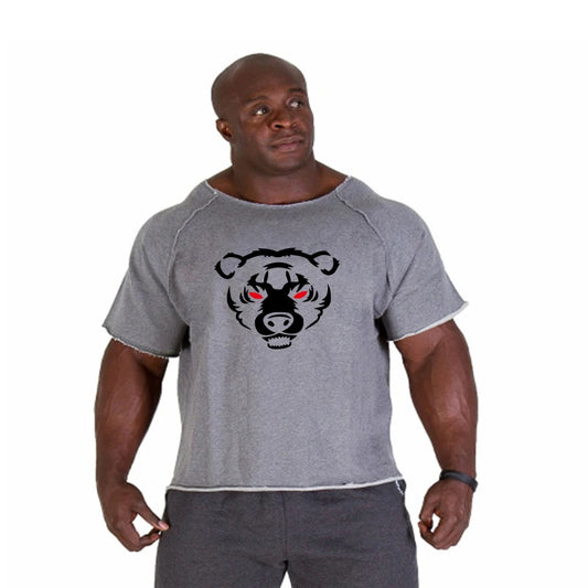 Men’s Gym & Fitness T-Shirt – Breathable, Oversized, Vintage Graphic Short Sleeve Cotton Top