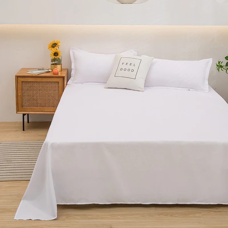 Soft Solid Color Flat Bed Sheet – Single, Double, Queen, or King Size