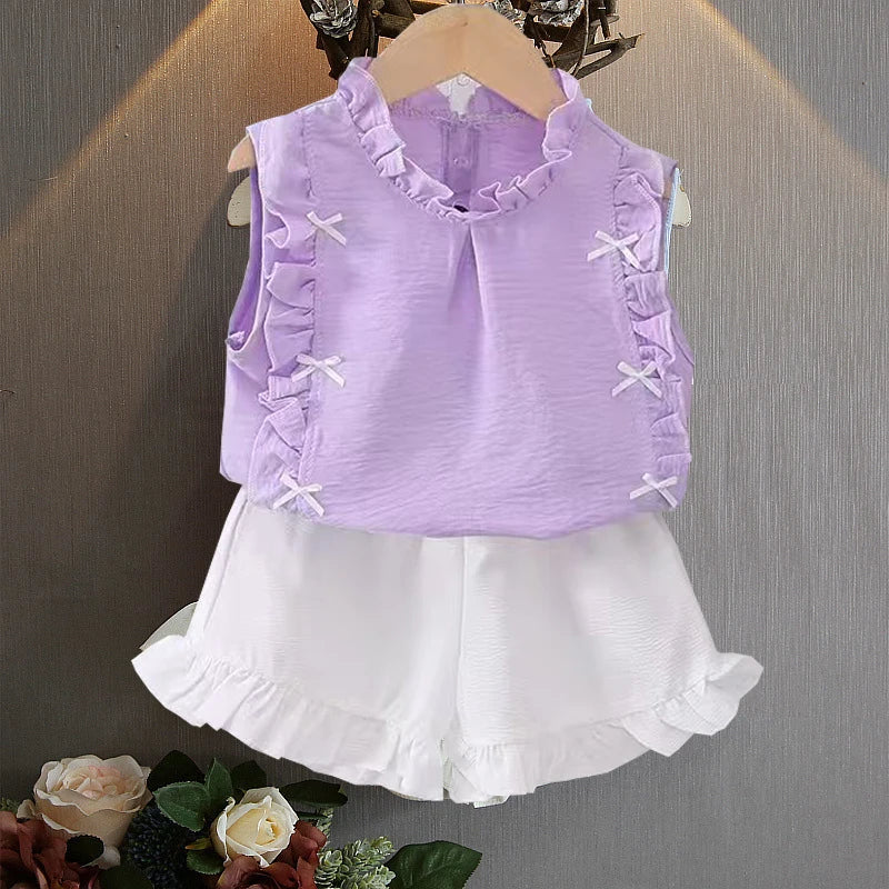 Toddler Girl Summer Outfit – Printed T-Shirt & Shorts Set (0–5 Years)