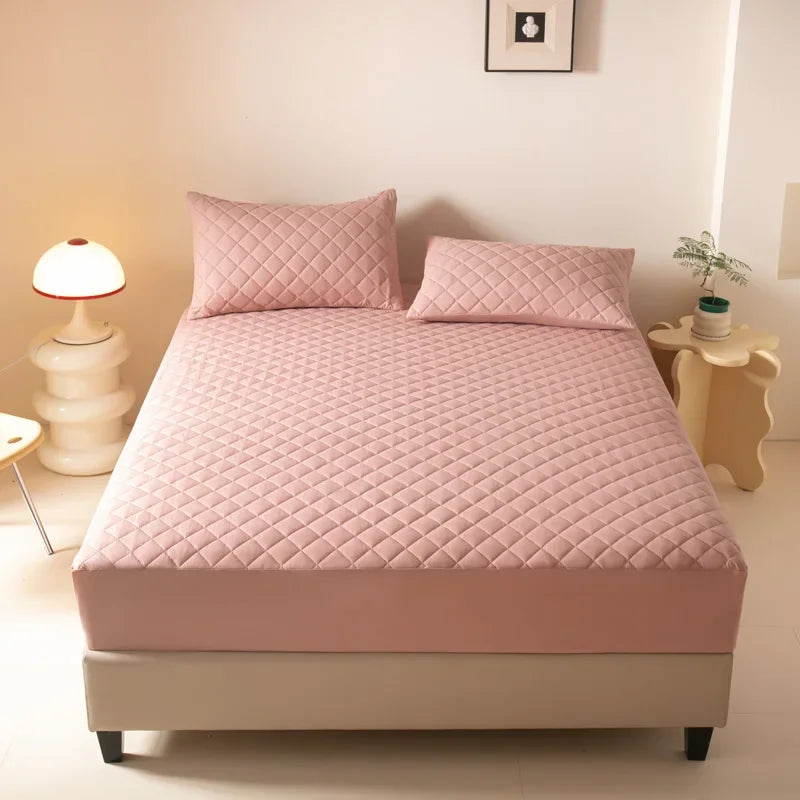 Waterproof Quilted Fitted Bed Sheet – 360° Elastic Mattress Protector, Single/Double/Queen/King
