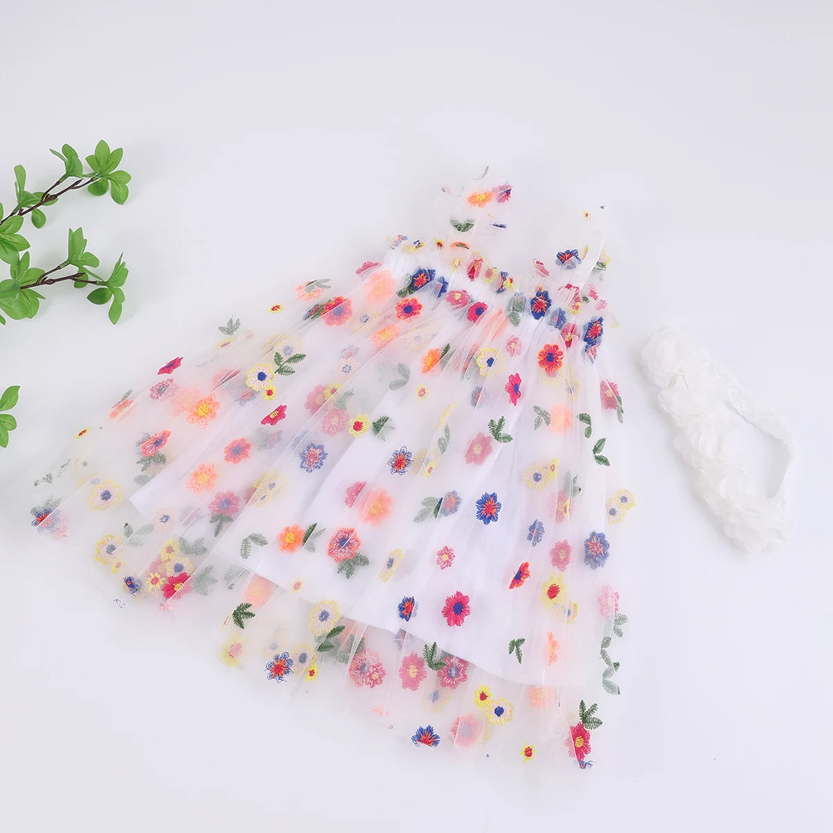 Toddler Girls Floral Tutu Dress with Headband