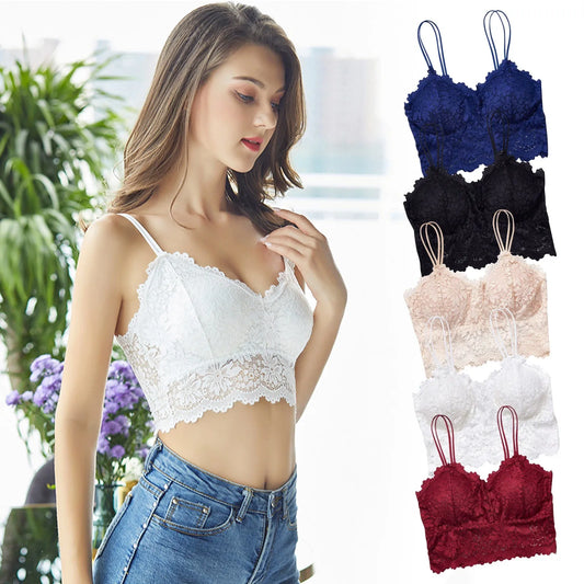 Women's Lace Seamless Crop Tank Top – Sexy, Breathable, Solid Color Vest