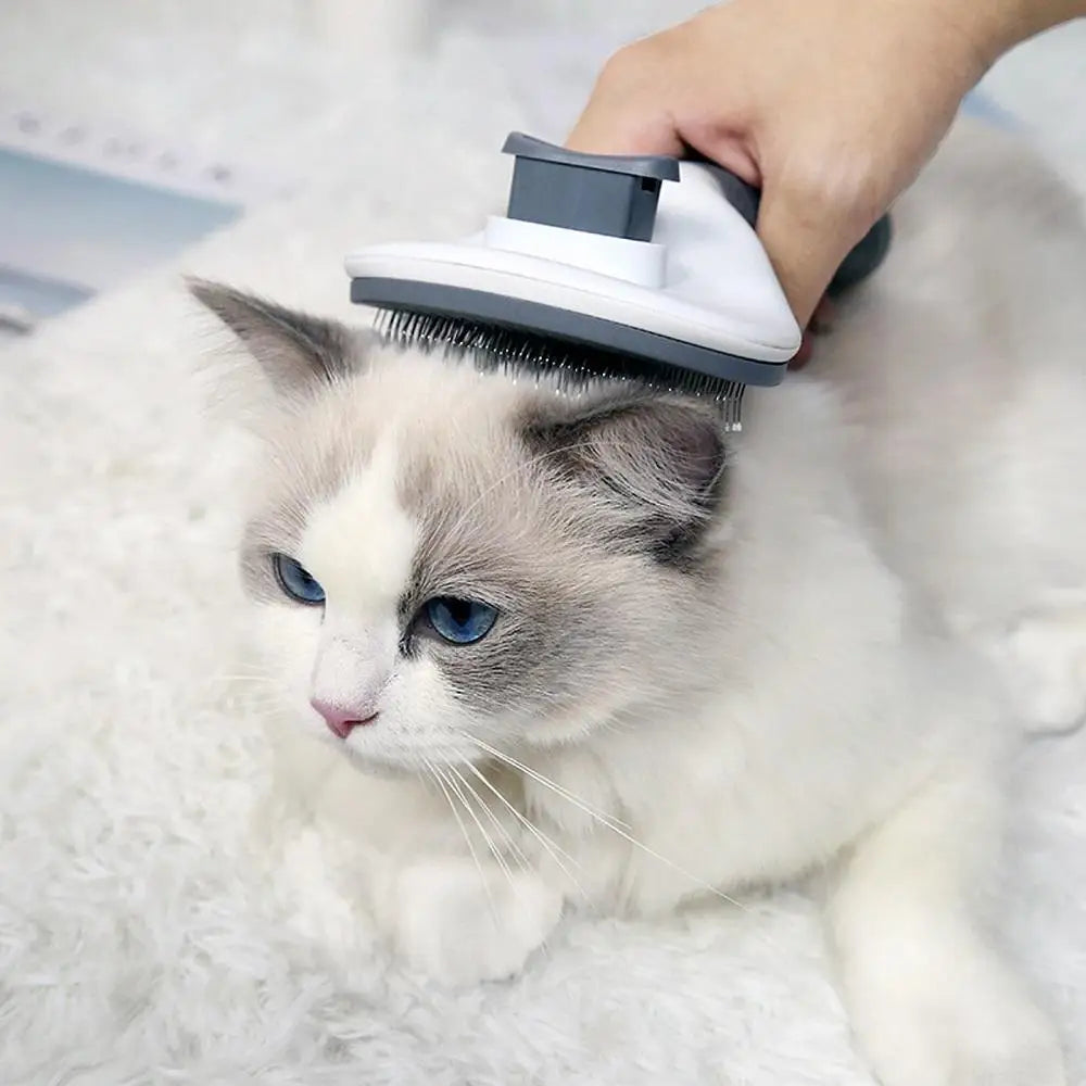 Automatic Pet Hair Removal Comb – Stainless Steel, One-Click Cleaning