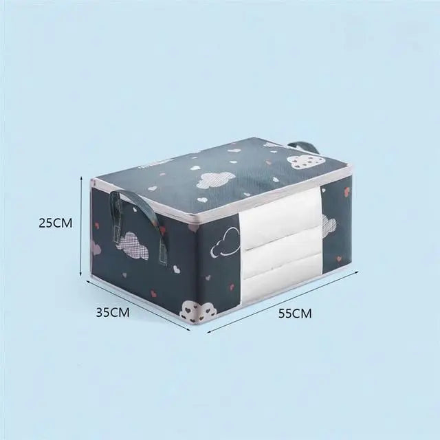 Large Capacity Clothes Storage Bag — Foldable Organizer with Reinforced Handles & Sturdy Zipper for Bedding and Blankets