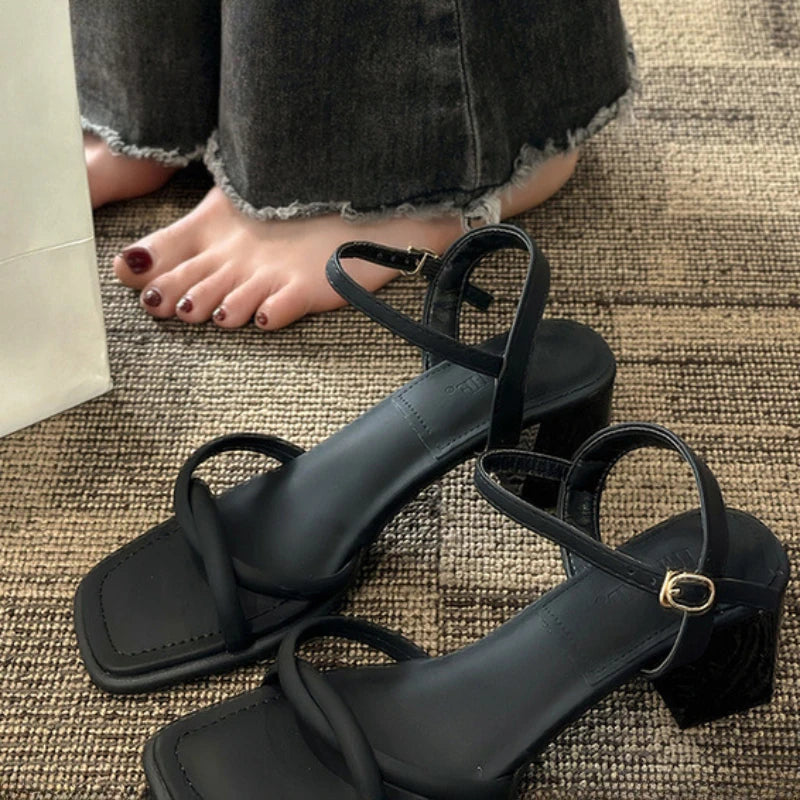 2024 Summer Retro Chunky Non-slip Sandals, 5cm Heels, Beach Style
