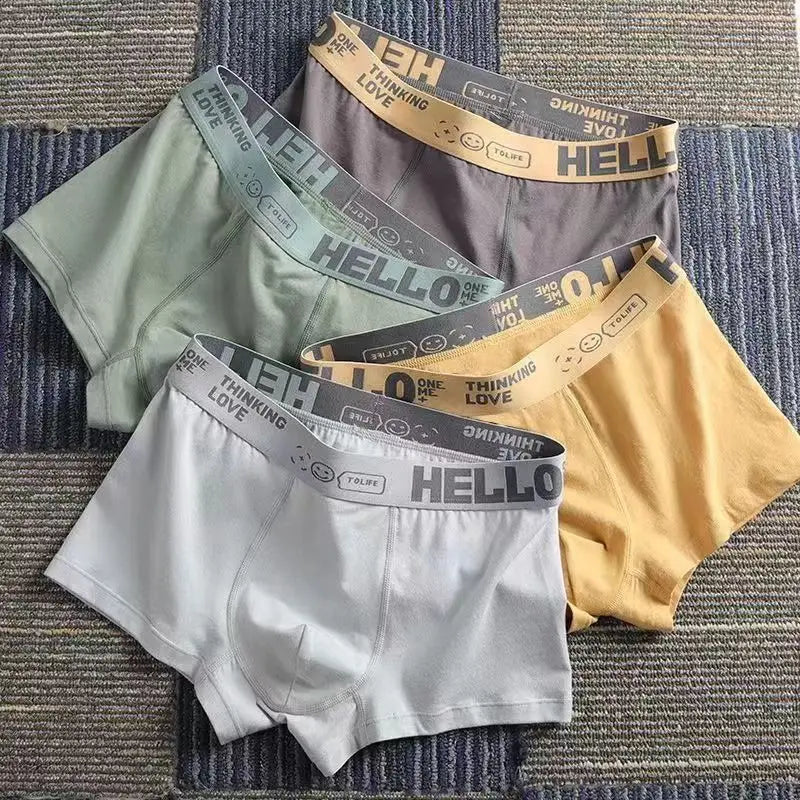 4-Pack Men's Cotton Boxer Briefs – Solid, U-Convex, Plus Size L-6XL