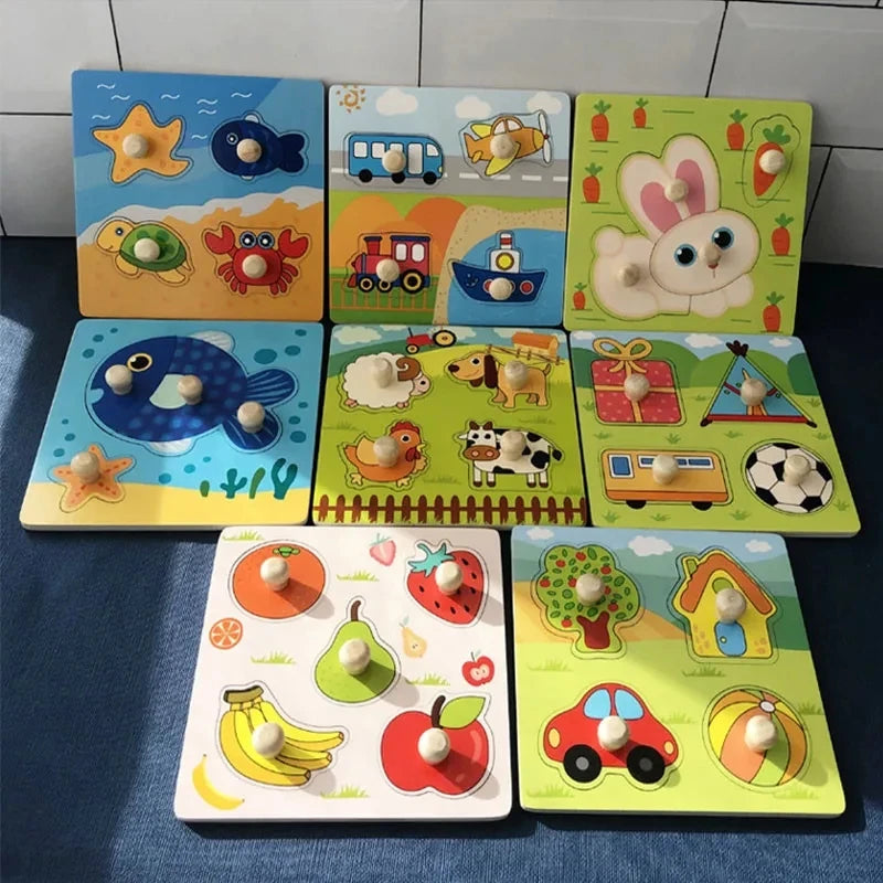 Montessori 3D Wooden Puzzle Baby Toys Early Learning Fruit Cognitive Board