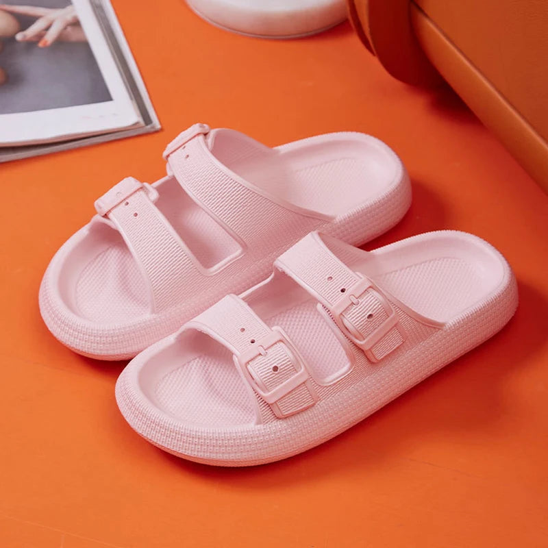 Men’s Summer Platform Sandals – Soft Sole, Adjustable Buckle, Non-Slip Flip Flops for Home & Beach Comfort