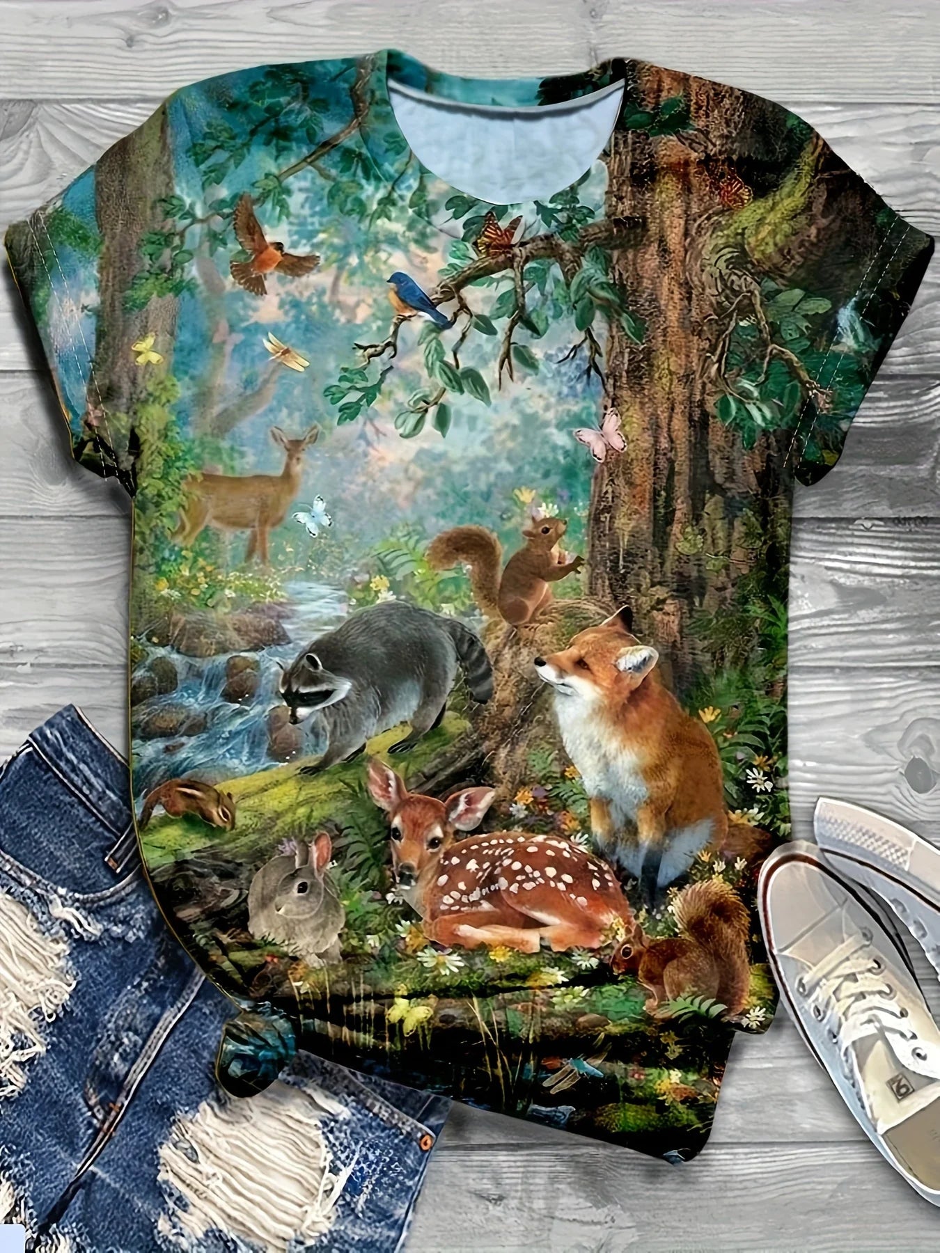 2024 Women's Oversized Animal Print T-Shirt | Trendy Summer Crew Neck Blouse