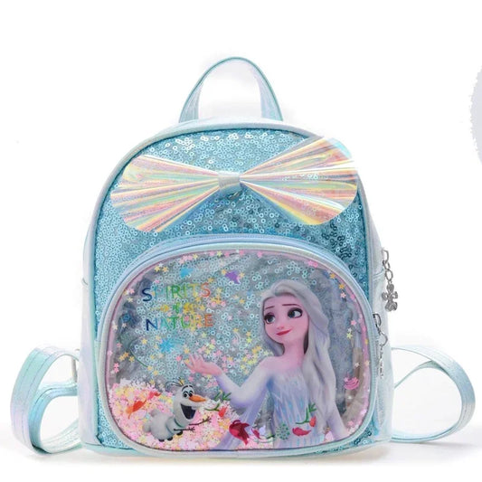 Disney Frozen Elsa & Anna Sequin Backpack – Glittery PU Leather, Kawaii School & Travel Bag for Girls, Perfect Christmas Gift.