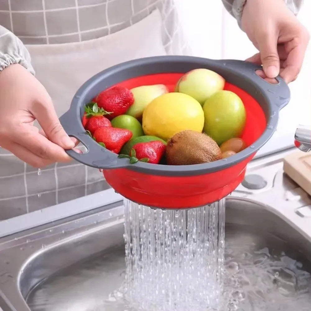 Silicone Foldable Colander – Collapsible Fruit & Veggie Strainer Basket