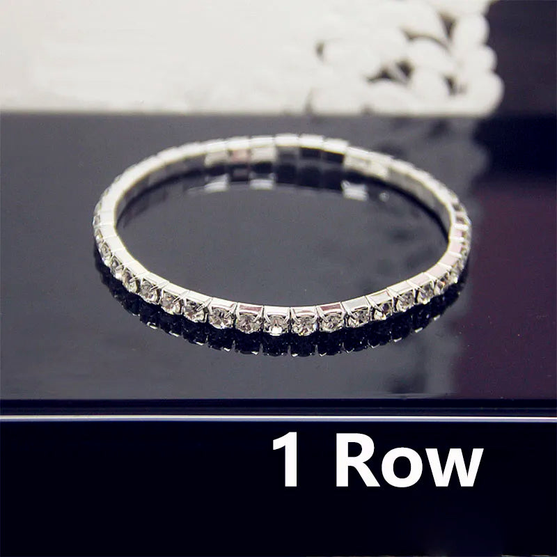 Luxury White AAA CZ Zircon Crystal Elastic Bracelet – Bling Iced Out Rhinestone Women’s Wedding Jewelry
