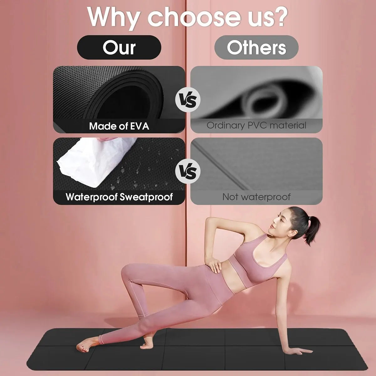 Anti-Skid EVA Yoga Mat – 4mm Thick Foam for Exercise & Pilates