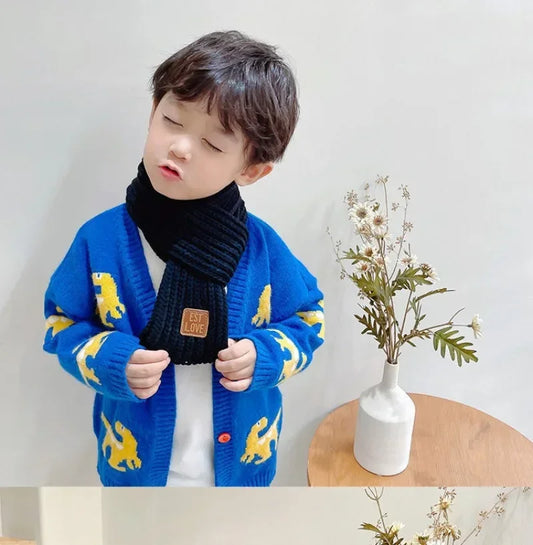 Kids' Autumn Winter Knitted Scarf – Soft Neck Warmer for Boys & Girls