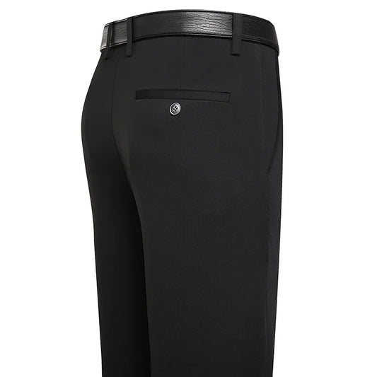 Men’s Business Casual Suit Pants – Straight Fit, Elastic Waist