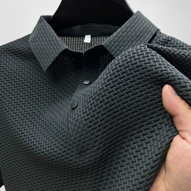 Men's Summer Polo Shirt – Breathable Ice Silk, Short-Sleeved, Fashionable & Comfortable