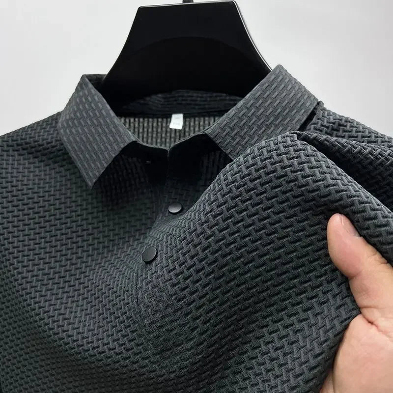 Men's Summer Polo Shirt – Breathable Ice Silk, Short-Sleeved, Fashionable & Comfortable