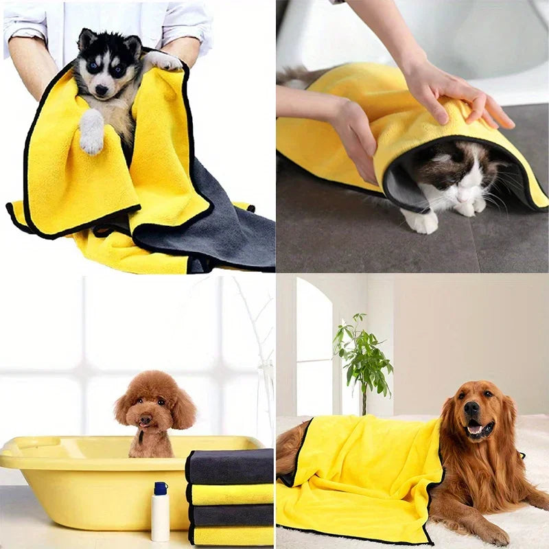 Ultra-Soft Microfiber Pet Towel – S/M/L, Quick-Dry & Absorbent for Dogs & Cats