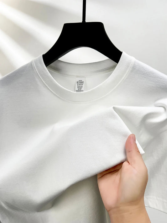 Men’s Summer Cotton T-Shirt – Casual, Loose Fit, Double Line Design