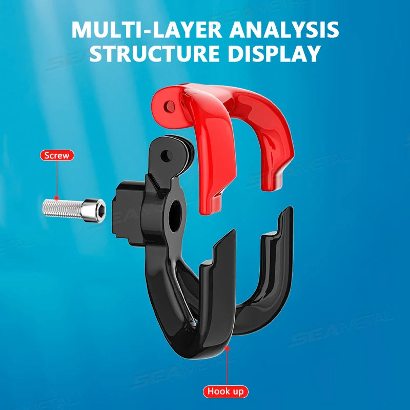 SEAMETAL Motorcycle Helmet & Bag Hook — Double Aluminum Alloy Hanger Accessory