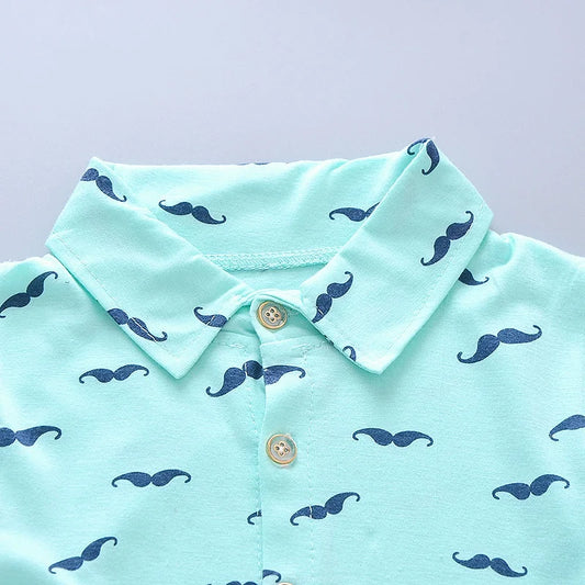 Summer Boys' Printed Shirt & Shorts Set – Cotton Baby Outfit