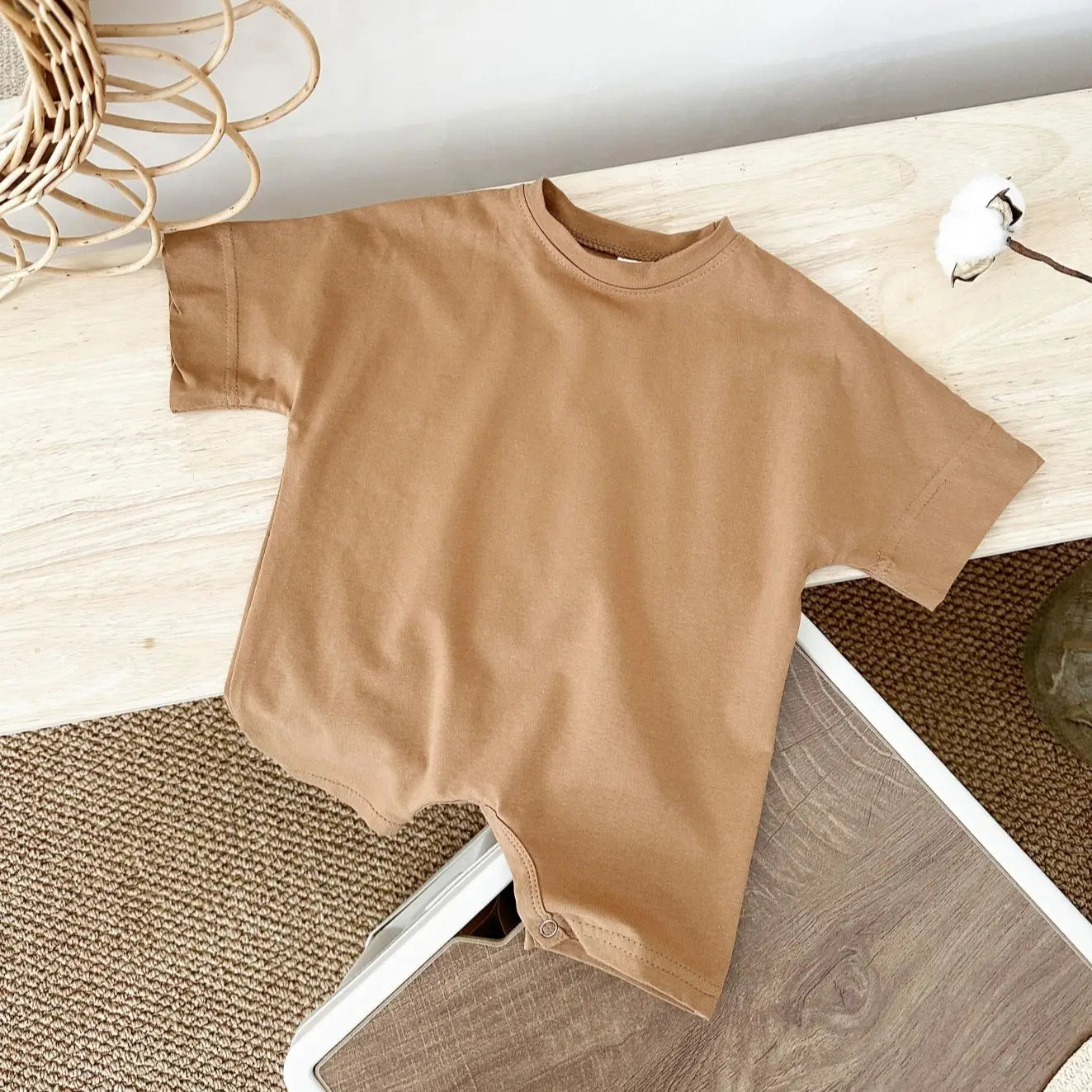Baby Boy Romper — Summer Newborn Short Sleeve Ribbed Jumpsuit Playsuit