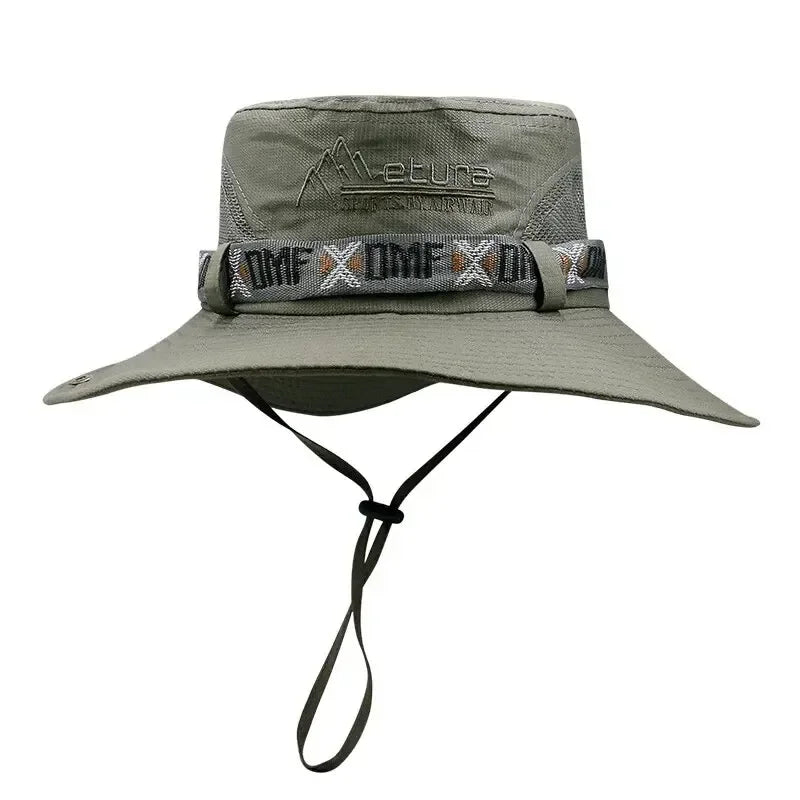 Summer Men’s Bucket Hat — Outdoor UV Protection Wide Brim Safari, Hiking & Beach Fisherman Cap with Mesh Design
