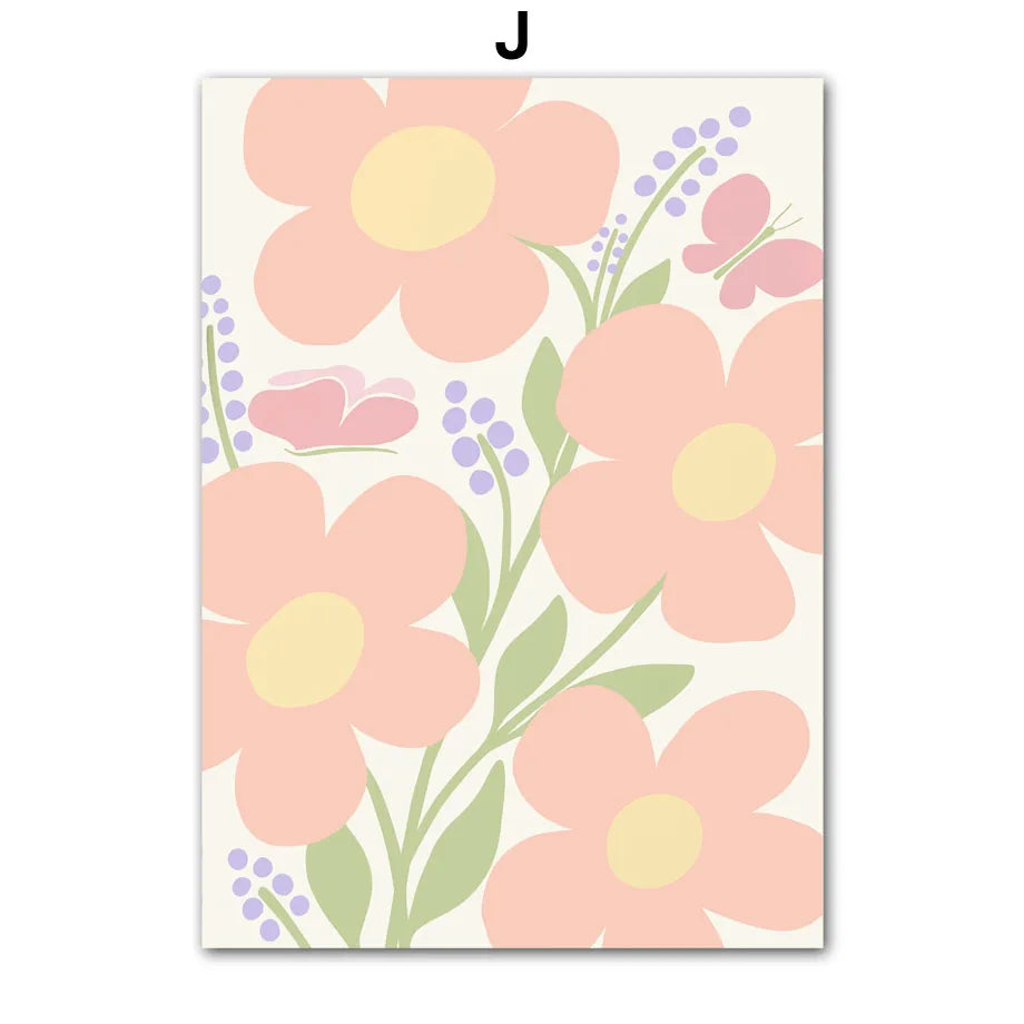 Colorful Flower Market Canvas Poster – Nordic Wall Art for Living Room