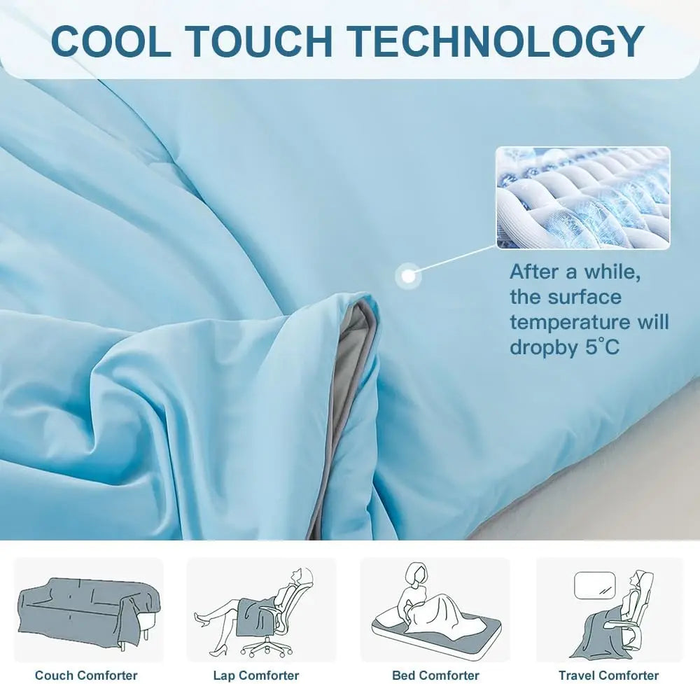 Cool Summer Blanket – Double-Sided Cooling Quilt, Silky Breathable Thin Comforter, Queen Size