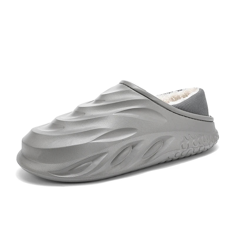 Warm Men’s Home Slippers – Velvet Heel, Non-Slip, Durable & Waterproof for Couples