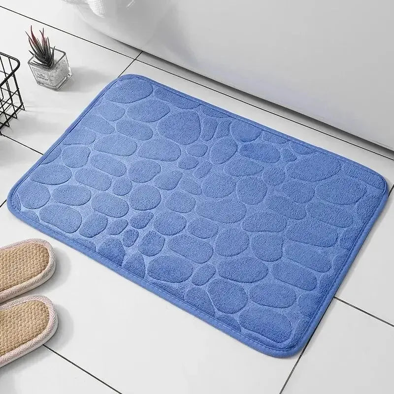 1pc Embossed Fiber Carpet — Anti-Slip Pebble Floor Mat for Bathroom & Living Room
