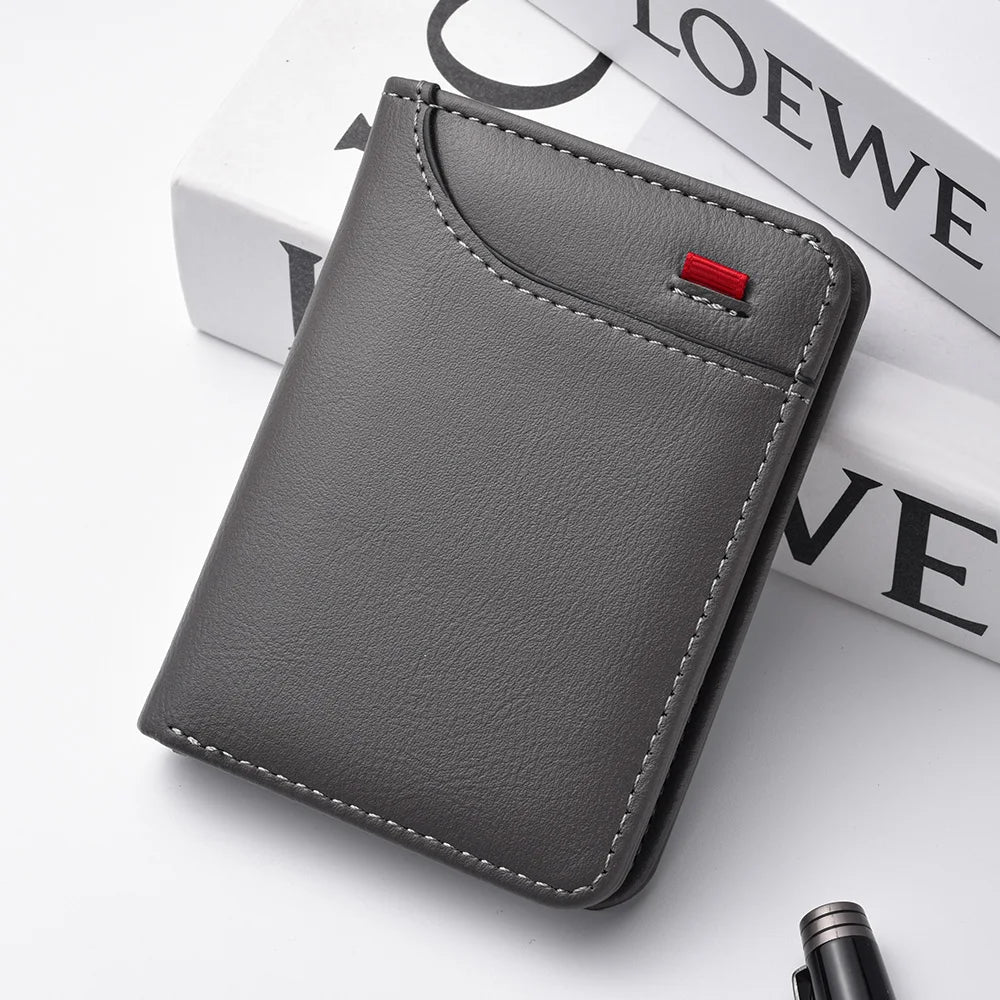 1Pc Ultra-Thin PU Leather Credit Card Holder — Mini Soft Vertical Men’s Wallet