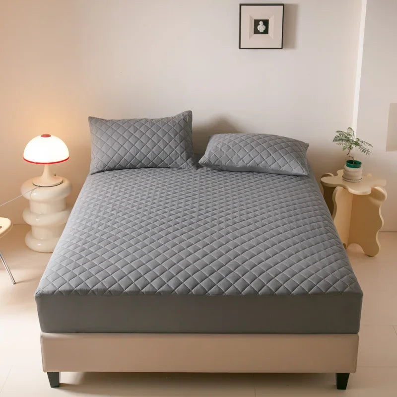 Waterproof Quilted Fitted Bed Sheet – 360° Elastic Mattress Protector, Single/Double/Queen/King
