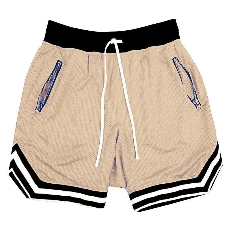 Men's Quick-Dry Sports Shorts – Breathable, Zipper Pockets, Drawstring, Loose Fit