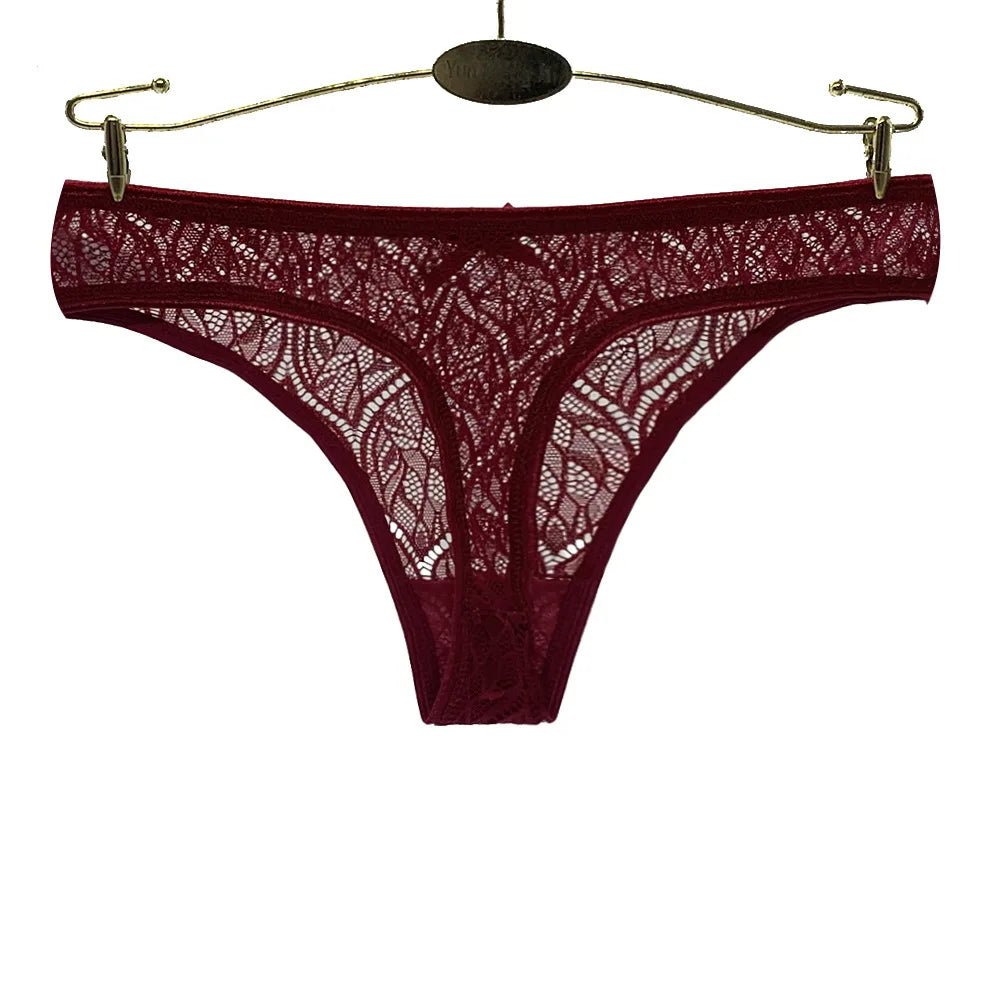Sexy Low-Waist Lace Silk Panties – Breathable, Quick-Dry, Cotton Crotch