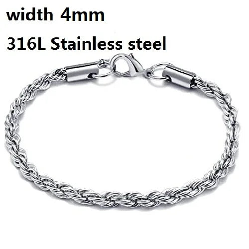 316L Stainless Steel Cuban Chain Bracelet – Unisex Vintage Figaro Punk K-pop Viking Jewelry Gift