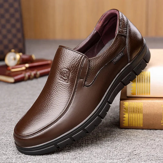 Genuine Leather Men’s Loafers – Breathable Handmade Walking Shoes