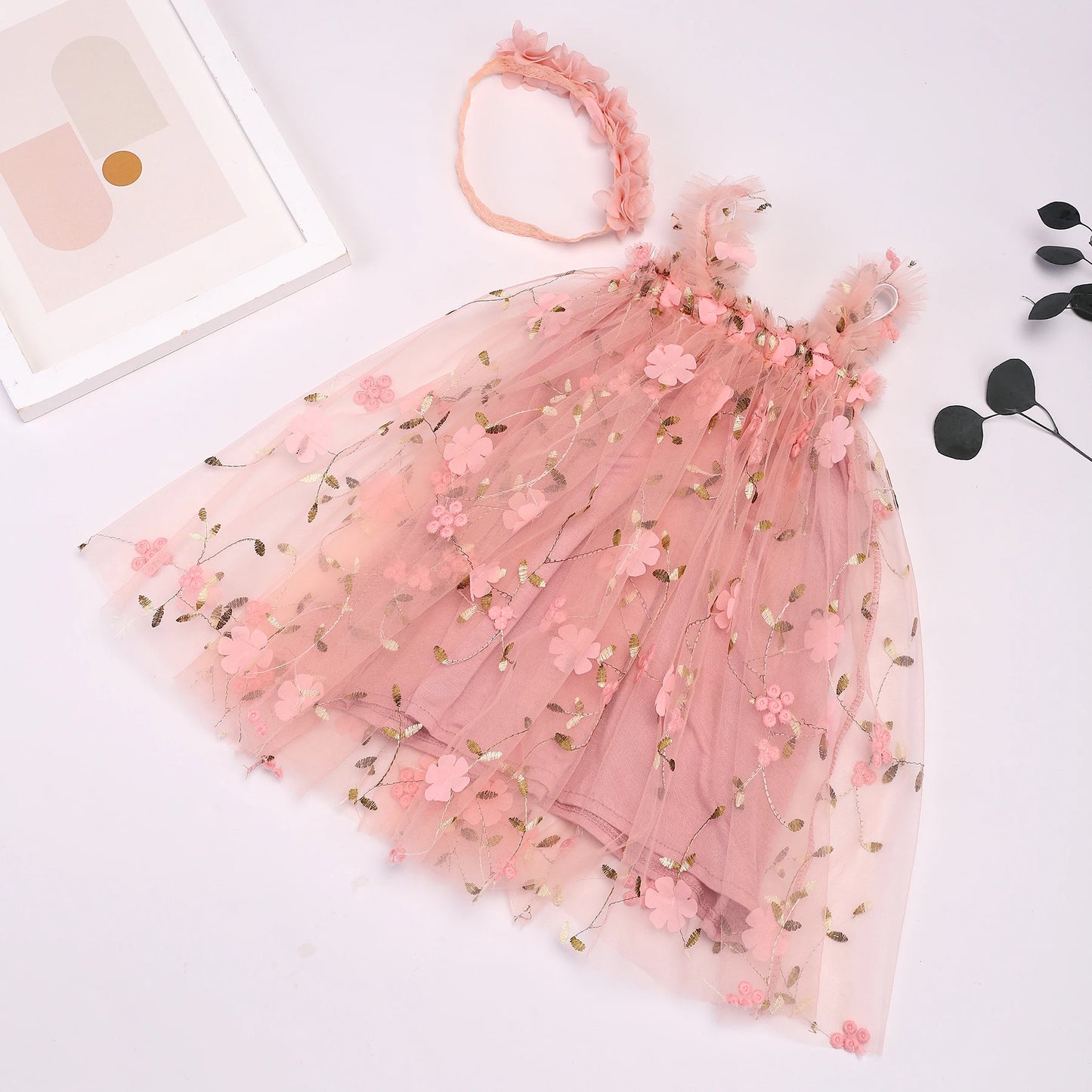 Toddler Girls Floral Tutu Dress with Headband