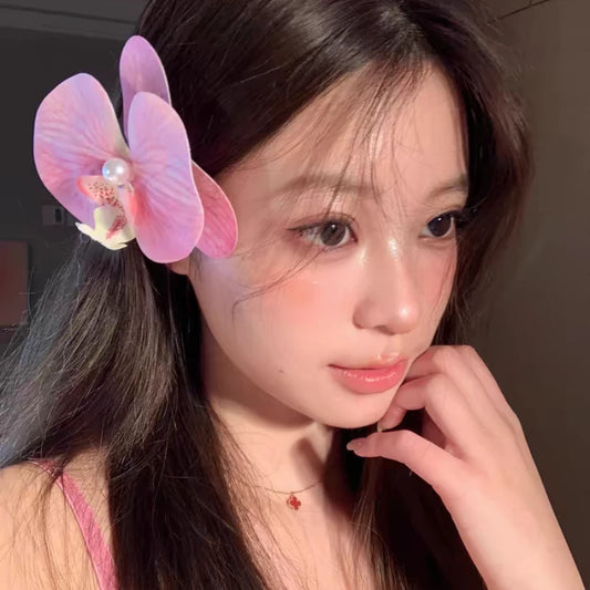 Phalaenopsis Flower Hair Clip – Elegant Floral Barrette for Girls