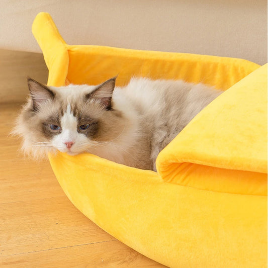 Banana Cat Bed – Cozy, Cute & Portable Pet Cushion