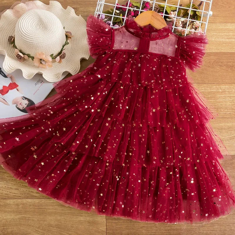2025 Summer Girls Sequin Princess Dress for 3–8Y