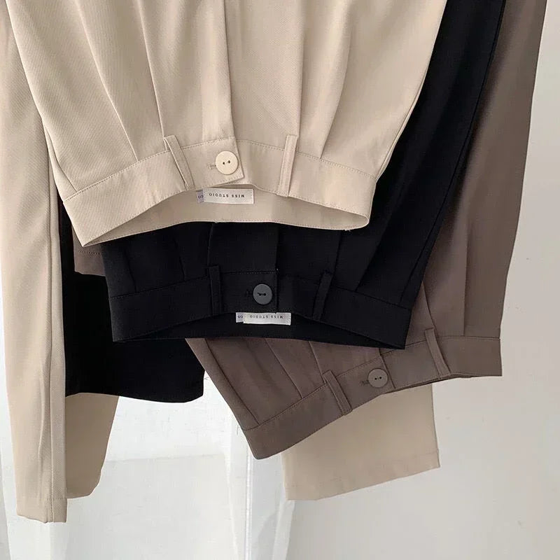 Women’s High Waist Straight Pants – Casual Office Trousers