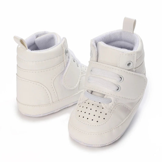 White Soft-Soled Baby Sneakers — Non-Slip Prewalkers for Infant Boys & Girls, Spring Baptism