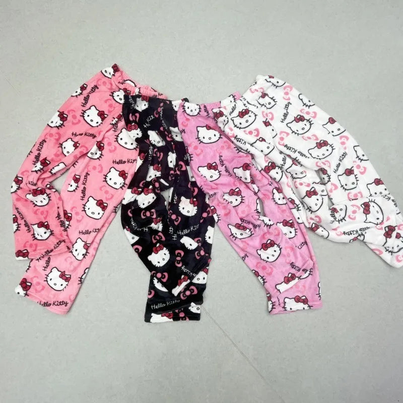 Sanrio Hello Kitty Flannel Pajamas – Warm Autumn Home Pants