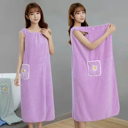 Women’s Wearable Bath Towel Wrap – Quick-Dry Absorbent Bathrobe.