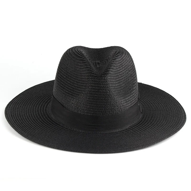 Summer Straw Fedora Hat – Unisex, Solid Color, Beach & Casual Style