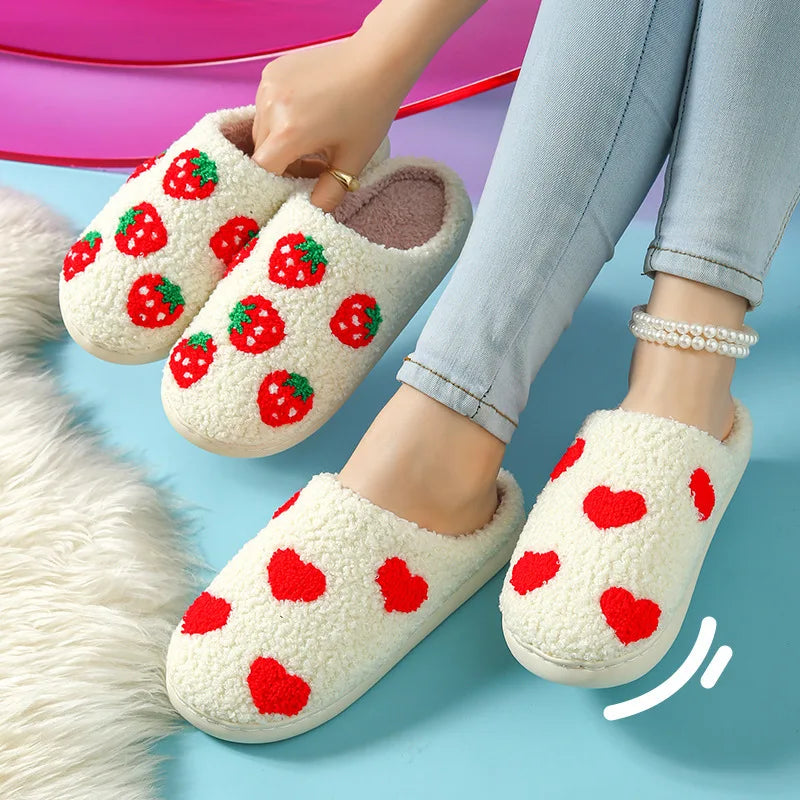 Winter Cotton Slippers — Warm Indoor Plush Cartoon Smiley Face Home Shoes, Thick-Soled Couple Style