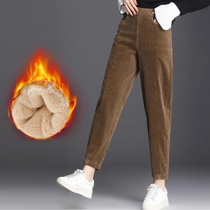 Women’s Plush Corduroy Casual Pants for Winter