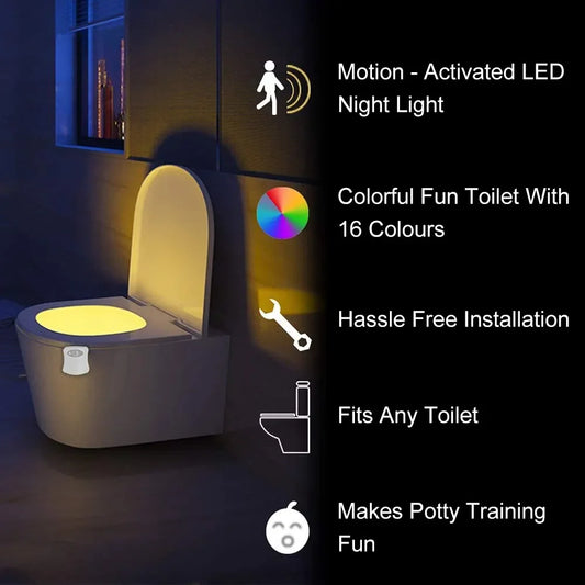Wireless Motion Sensor LED Toilet Night Light – 8 RGB Colors
