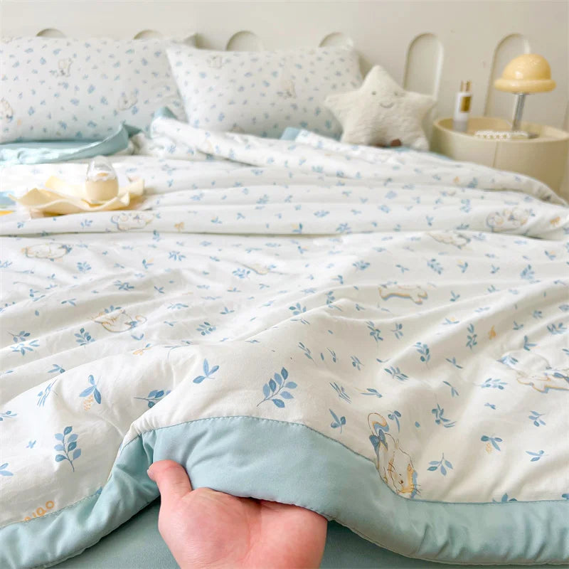 2025 Cotton Summer Quilt – Lightweight, Skin-Friendly, Ultra-Soft Printed Comforter/Blanket